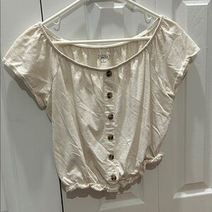 Mudd Cream Button-Down Blouse